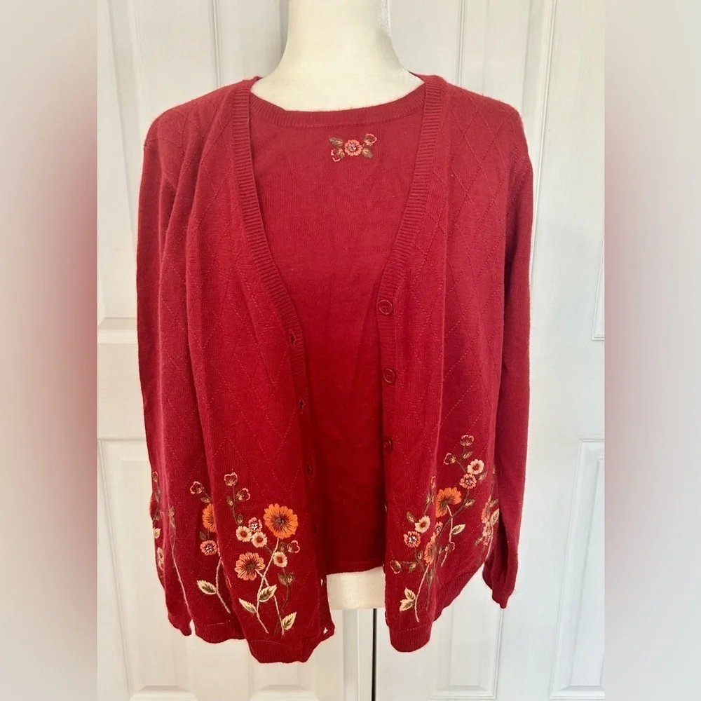 Cardigan alfred dunner sweater set woman size large